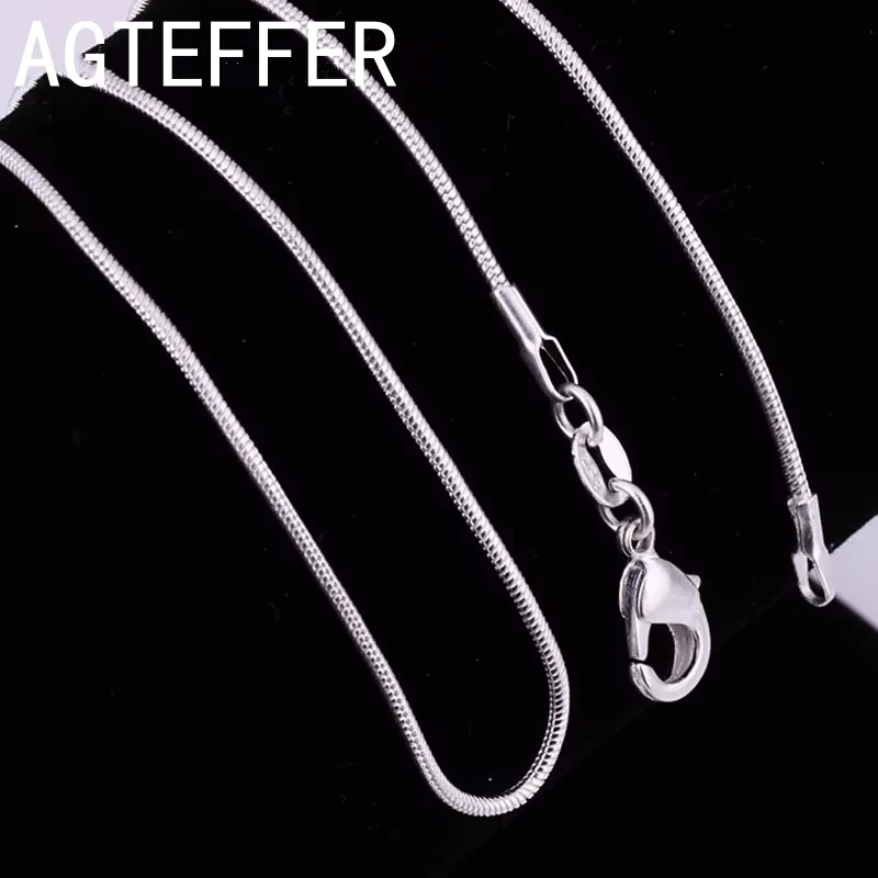 Ожерелье из стерлингового серебра 925 пробы 1 мм 2 3 16/18/20/22/24/26/28/30 дюймов цепочка в
