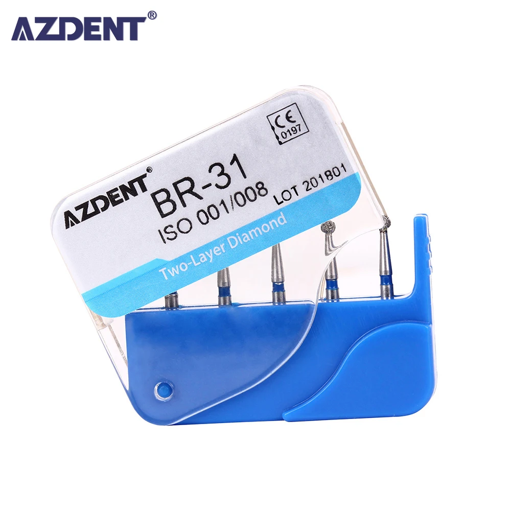 

5 шт./коробки, зубные алмазные буры AZDENT, стоматологические Буры, диодные Буры для высокоскоростных наконечников, средние стоматологические инструменты