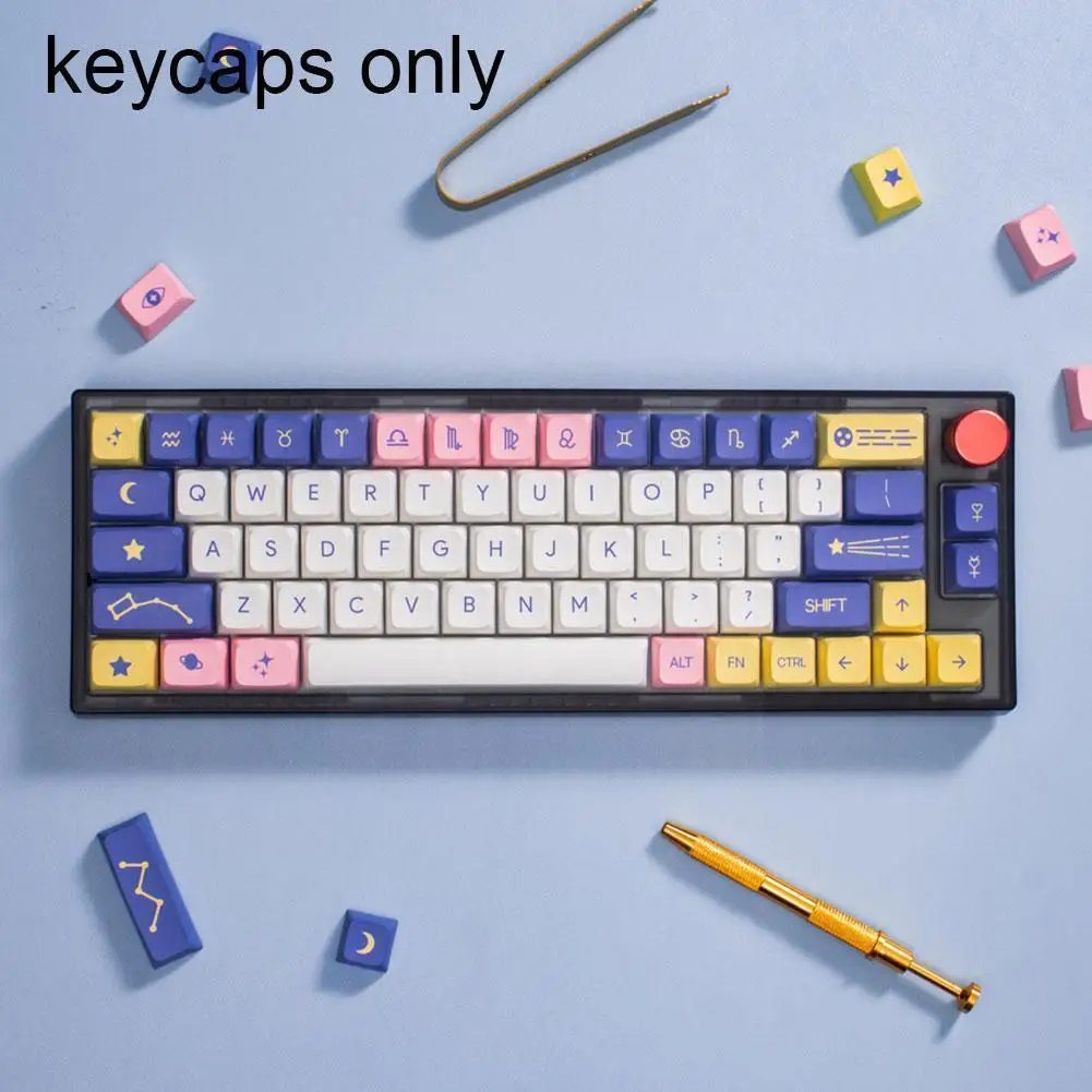 

New Purple Constellation Keycap PBT 104 Keycap Sublimation 68/87 Height Keyboard Keys Adaptation XDA 138 Mechanical U2A3