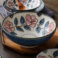 rose tableware kiln relief underglaze color ceramic bowls plates and cups salad bowl ramen noodles pedicure bowl noodles