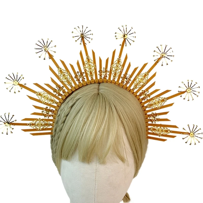 

634C Gothic Tiaras Baroque Headband Princess Headpieces Crowns for Wedding Party