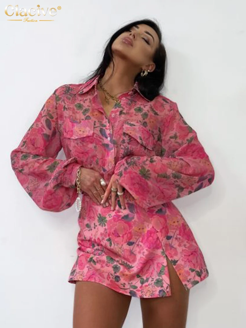 Женский комплект из 2 предметов Clacive модная Свободная юбка с принтом винтажная