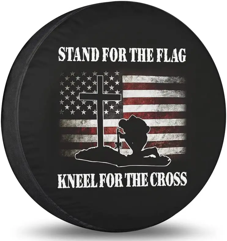 

Spare Tire Cover Stand for The Flag Kneel for The Cross Tire Cover Waterproof Dust-Proof UV Sun Wheel Covers Universal Fit for T