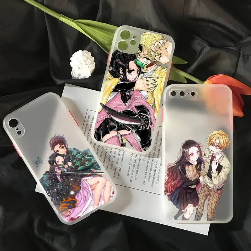 

Demon Slayer anime Phone Case matte transparent For iphone 7 8 11 12 13 plus mini x xs xr pro max cover
