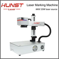 hunst max small mini fiber laser marking engraving machine 20w for logo printing on metal ring can packaging mobile phone case