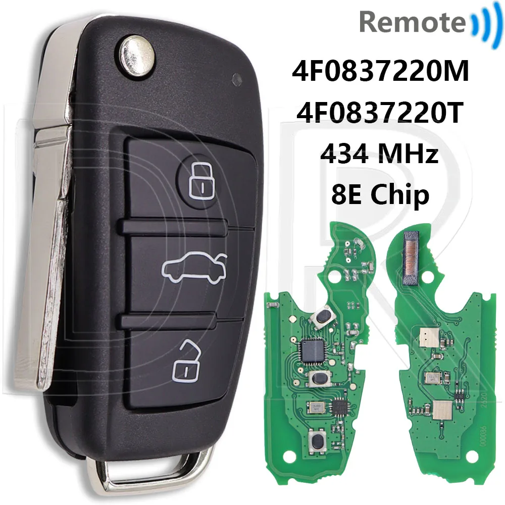 

Отличный чип 8E 315/434/868 МГц IYZ 3314 4F 0837220 M/T/AF/D/R KYDZ PCB полуумный автомобильный дистанционный ключ для Audi A6 A6L S6 Q7 2004-2015