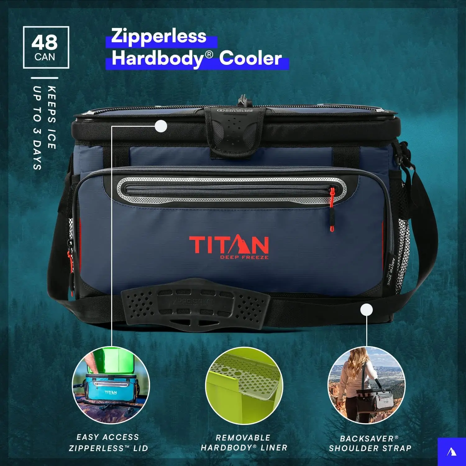 

Глубокая заморозка 48 Can Zipperless Cooler, синий