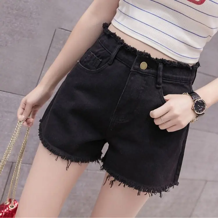 Blue Denim Shorts Women Korean Loose Wide Leg Shorts Outwear Street Fashion Summer High Waist Slim Jeans Short A-line Hot Pants