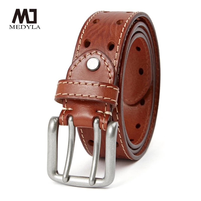 

Men's Belt Natural Skin Leather Personality Young Casual Double Needle Top Leather Wild Fashion Belt Student Male Belt MD381103