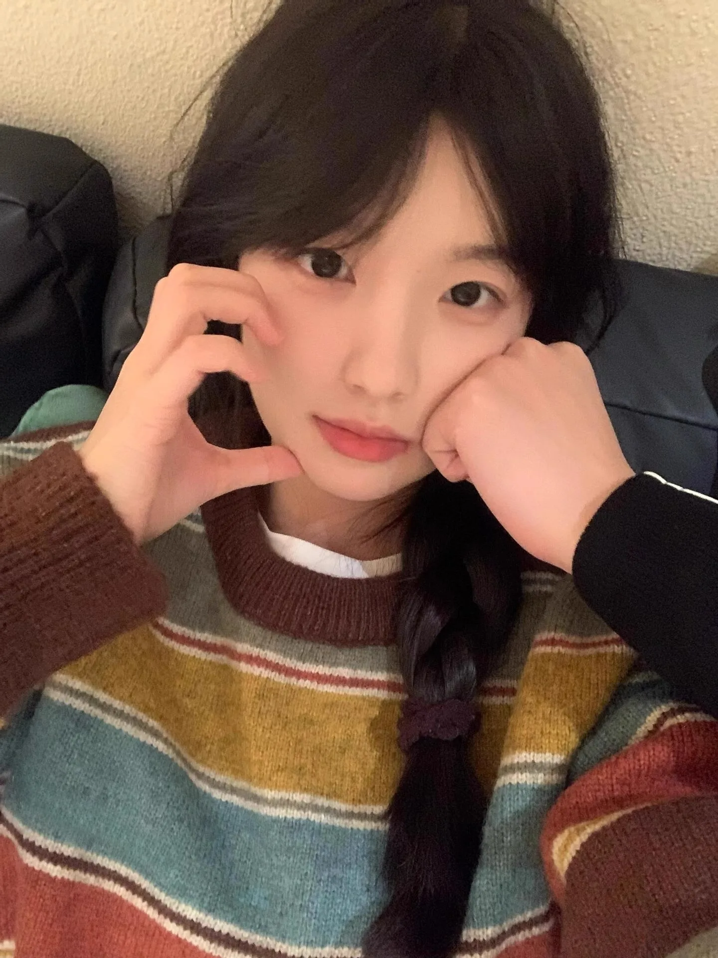 Корейская серия полосатый свитер контрастного цвета в стиле ретро женский