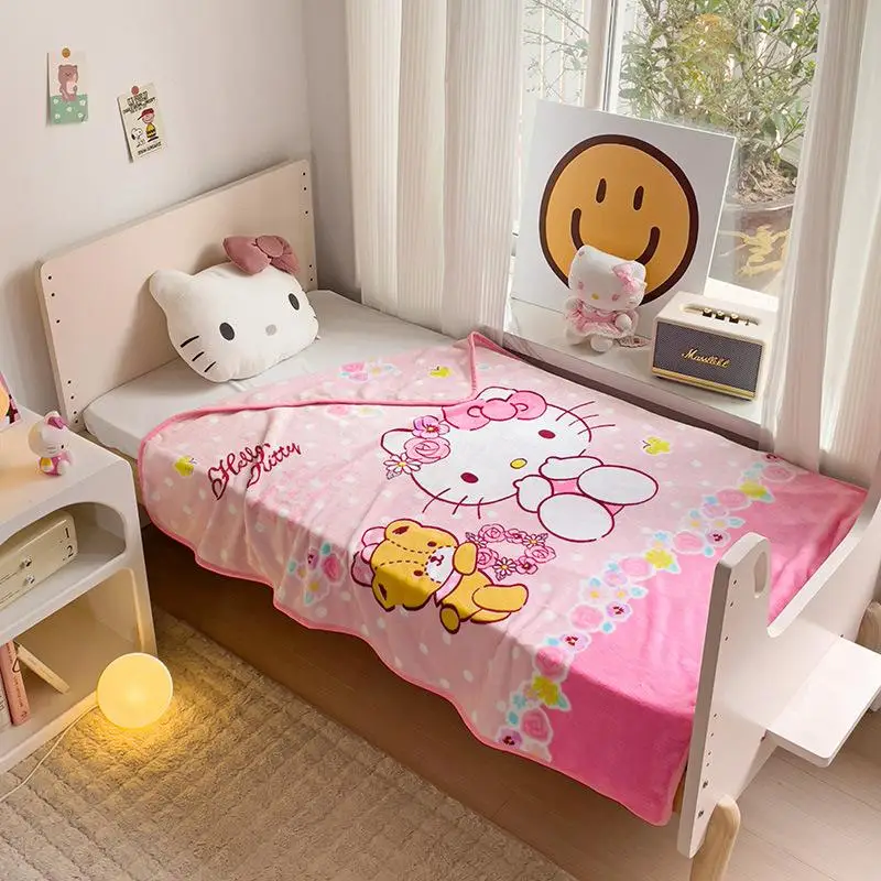 

Мультяшное одеяло Hello Kittys, Sanrios, милое Аниме-фигурка для девочки, гостиной, дивана, студенческого общежития, одеяло для сна, подарок для девочки