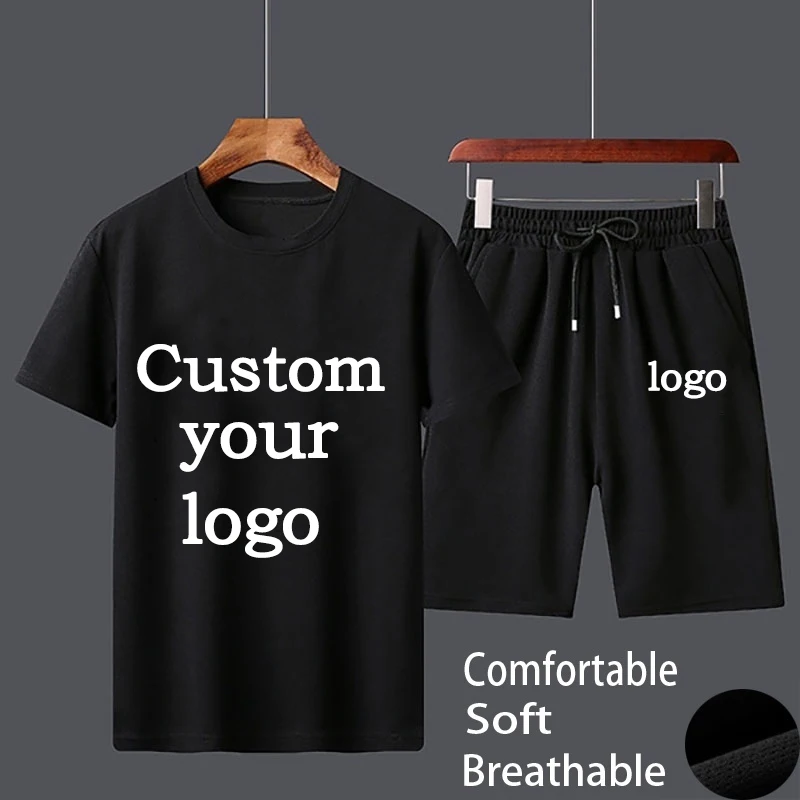 Custom logo 2 Piece Set For Men Tracksuit Solid Color Breathe Cool Shorts Set Men Plus Size Short Jogging Suits