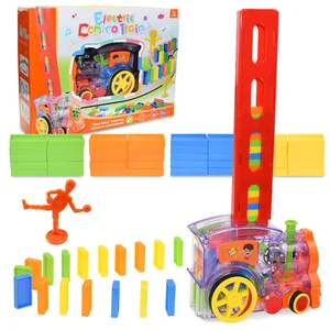 Kids Domino Train Car Set Sound Light Automatic Laying Domino Brick
Colorful Dominoes Blocks Game Educational DIY Toy Gift