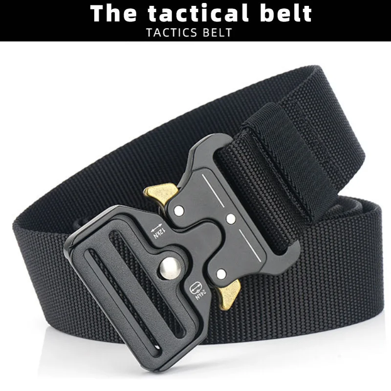 Men's Belt Tactical Belt Survival Belt for Outdoor Hunting Fishing Alloy Buckle Male Waistband Quick Release Elastic Punk Rock