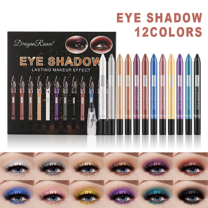 

12PCS Durable Sweatproof Eyeliner Pencil Eye Shadow Pencil Kit Lasting Eye Liner Pencil Pigment Waterproof Eye Makeup
