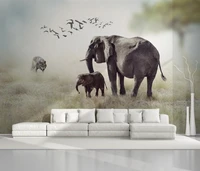 beibehang custom wallpaper mural nordic minimalist elephant mother and child mother love tv background wall papel de parede