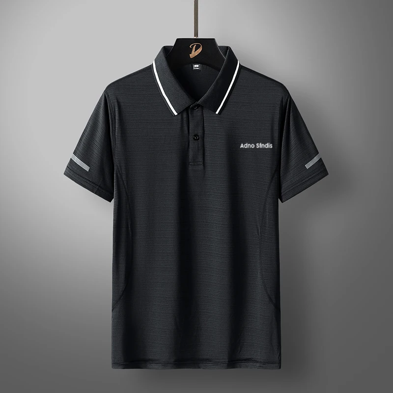 

Men‘s New Polo Shirt Breathable Thin Summer Solid Color T Shirt Ice Silk