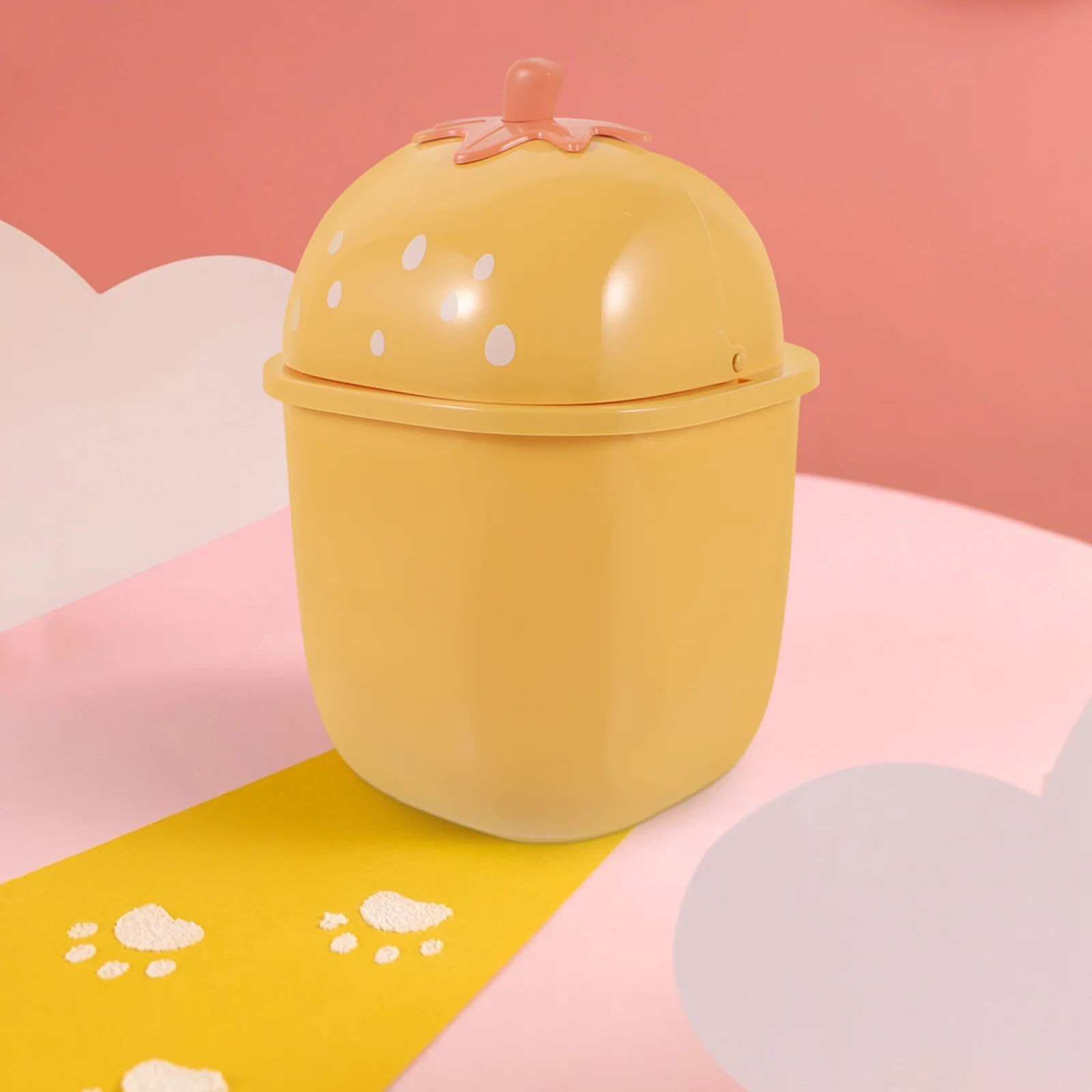 

Mini Trash Can Lid Desktop Wastebasket Bedroom 24X15.5CM Creative Garbage Plastic Bin Office