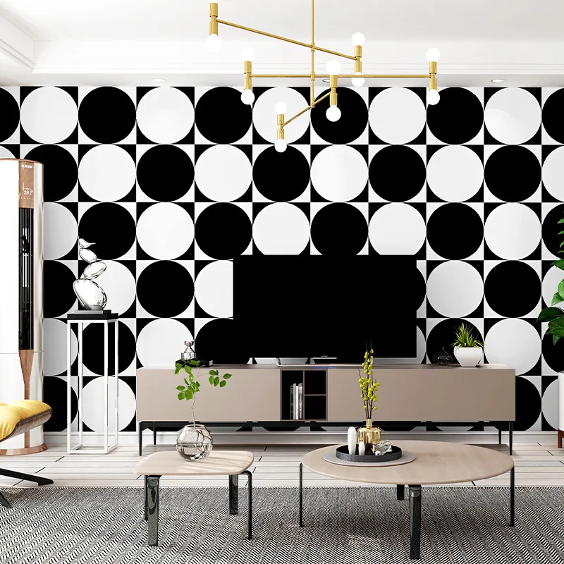 

Black and White Wallpaper Modern Minimalist Nordic Style Geometric Living Room Bedroom Restaurant TV Background Wall Wallpaper
