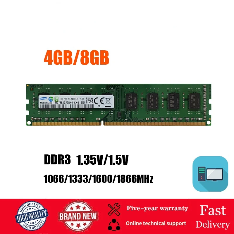 

4GB/8GB DDR3/DDR3L Desktop Memory RAM DIMM 1066/1333/1666/1866 MHz 240Pin 1.35V/1.5V RAM PC3-8500 10600 12800 14900 RAM FOR PC