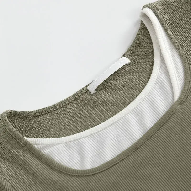 EWSFV 2021 осеннее новое поступление женский топ из двух предметов с высокой талией