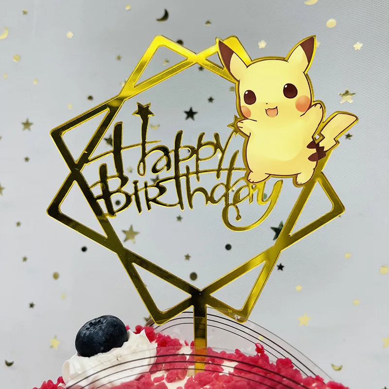 1 шт. Покемон Пикачу торт Декор Топпер симпатичный акриловый капкейк Для детей