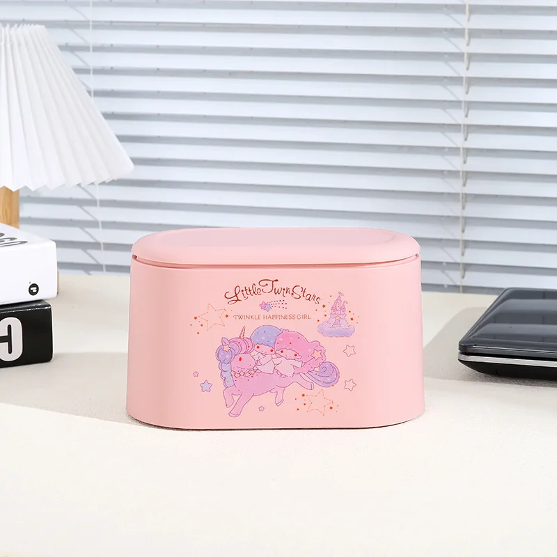 Kawaii Sanrioed аниме My Melody Kuromi Kitty Cinnamoroll настольная мусорная корзина с крышкой