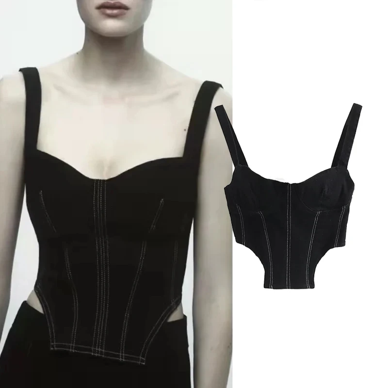 

Кроп-Топ женский с прямым вырезом и открытой спиной, на молнии