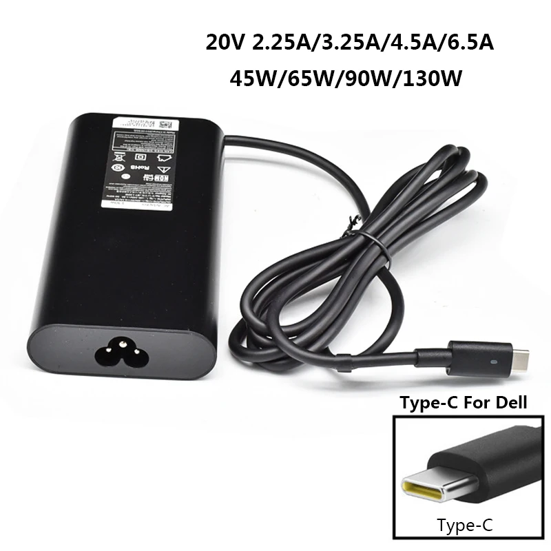 

USB Type C 20V 2.25A 3.25A 4.5A 6.5A Laptop Charger Type-C USB-C Universal Power Adapter Supply For DELL 45W 65W 90W 130W