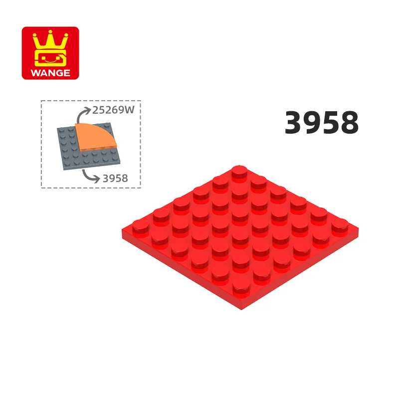 Wange 3958 100 г/20 шт. Тонкий 6x6 точек Нижняя пластина строительный блок Moc совместимый с