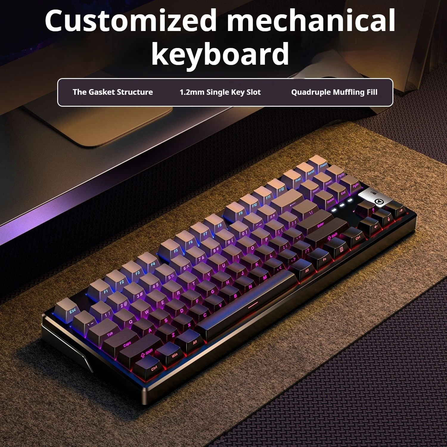 Механическая клавиатура беспроводная Bluetooth три режима 87 клавиш RGB изготовленная