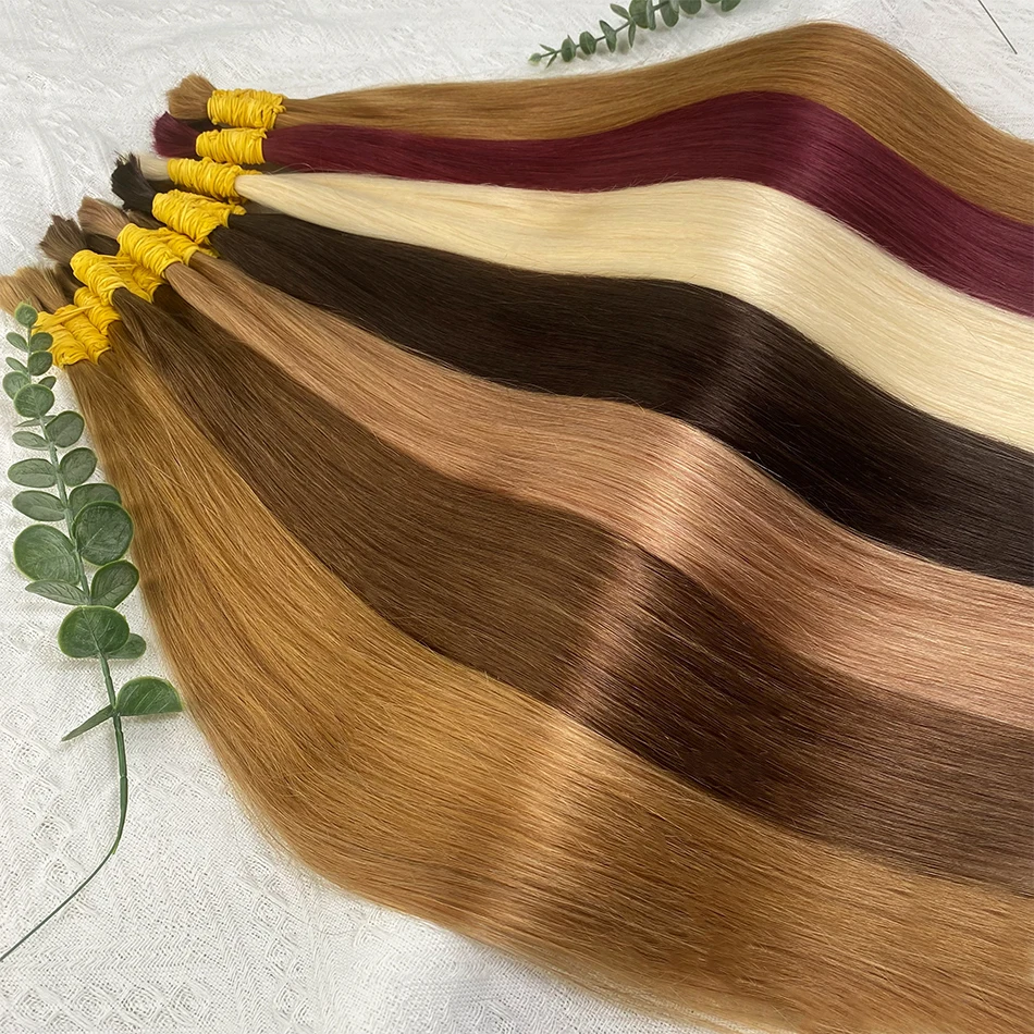 Фото Натуральные прямые волосы Maxhair 100% из человеческих волос, необработанные, Remy, 22-30 дюймов, 100 г, натуральный блонд, для плетения и наращивания волос, 613 №2