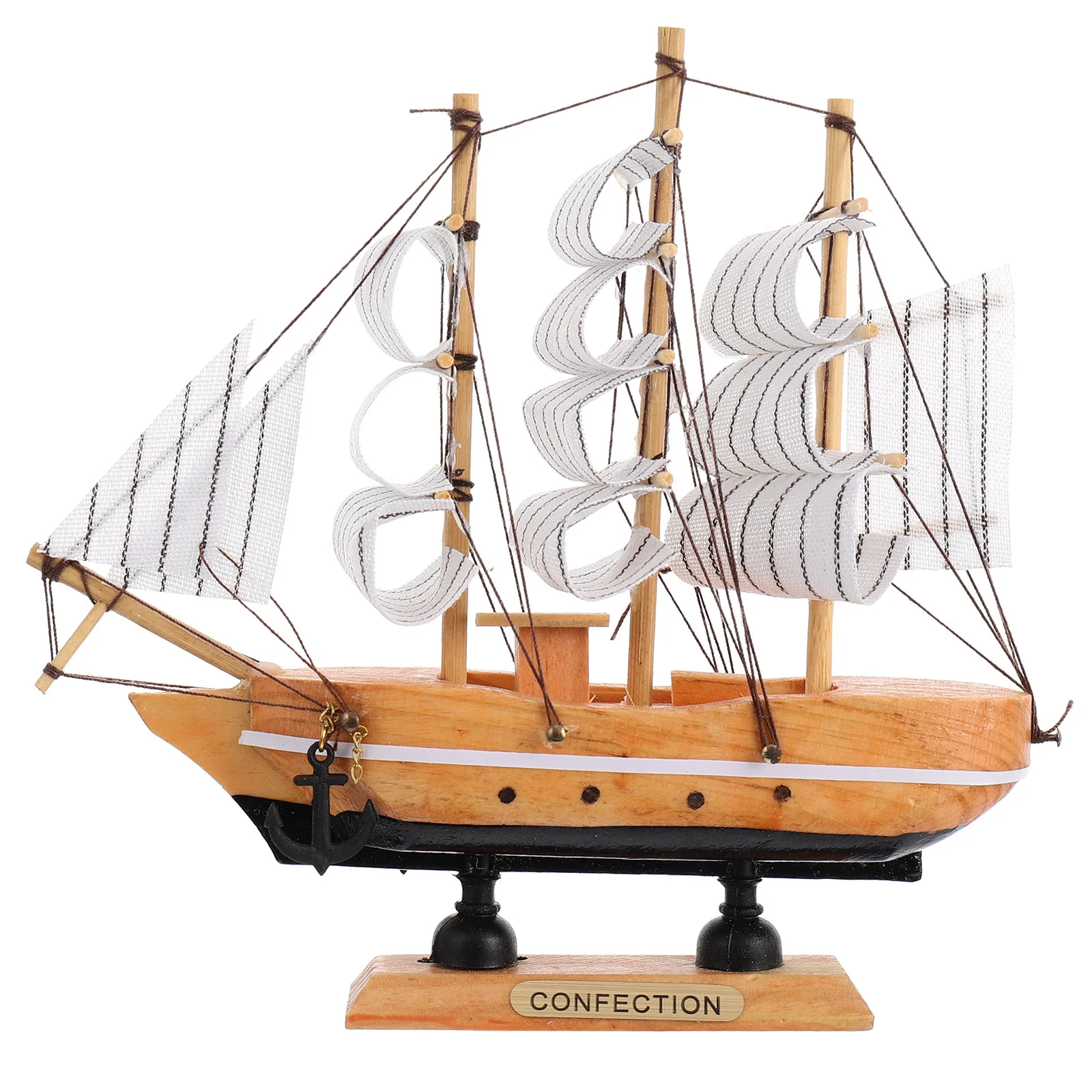 

Sailboat Wooden Model Boat Sailing Ship Ornament Decor Decoration Nautical Beach Ornaments Statue Desktop Large Sculpture Wood