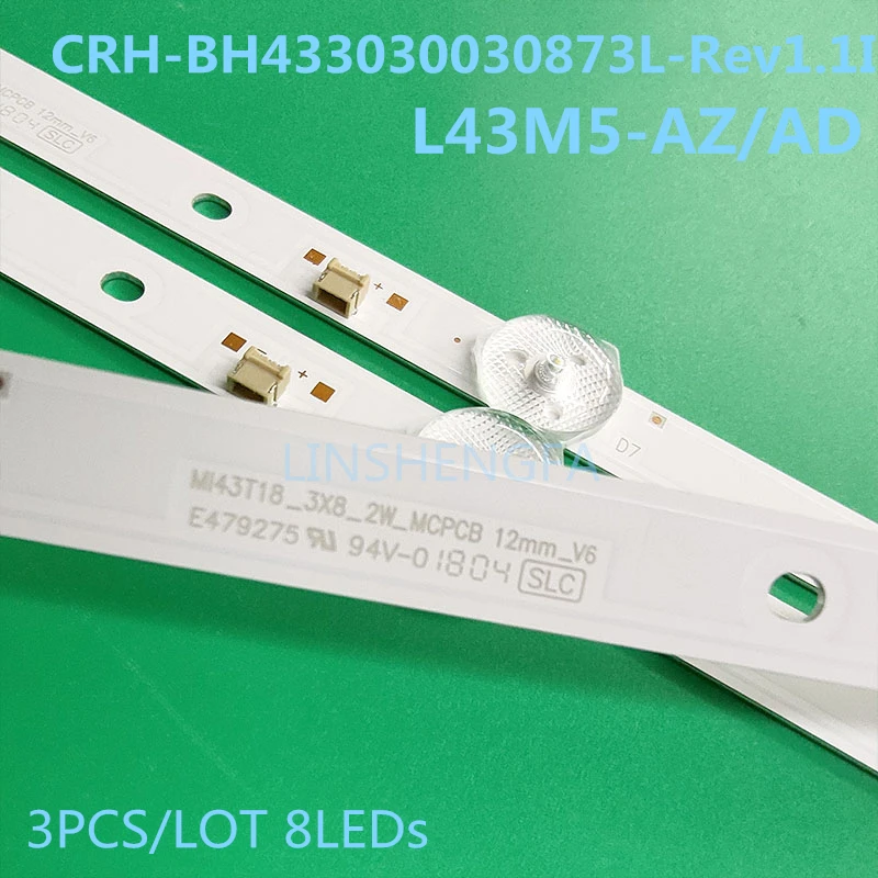 3PCS/LOT L43M5-AZ AD light bar CRH-BH433030030873L-Rev1.1I LCD backlight 8LEDs MI43T18_3×8_2W_MCPCB 12mm_V6 E479275