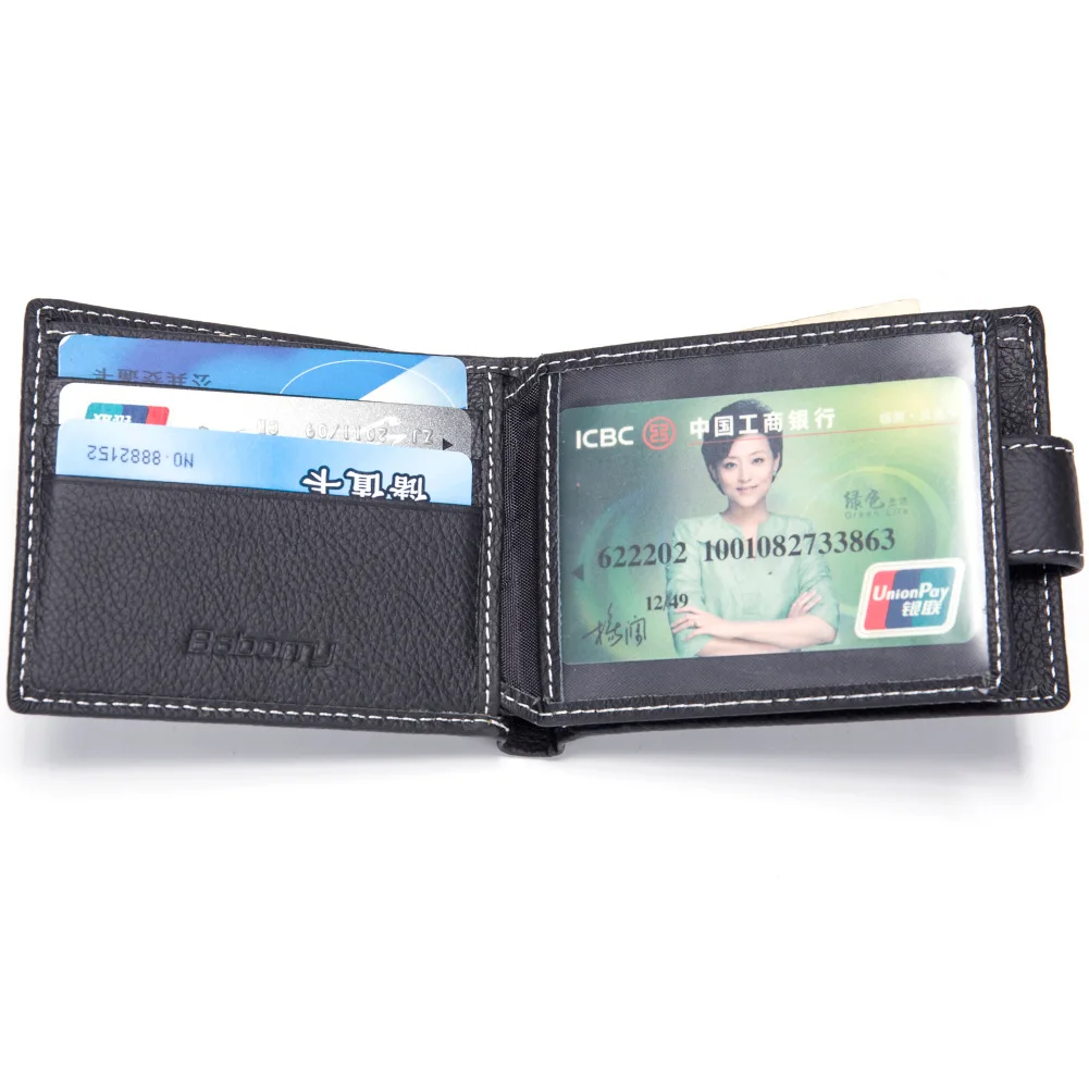 Men Wallets Genuine Cow Leather Wallets Brand With Coin Pocket Purse Card Holder Fashion Black Wallet