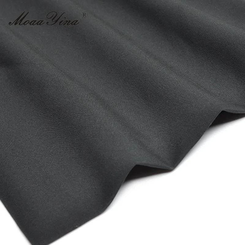 MoaaYina осеннее модное Дизайнерское черное винтажное сращенное Платье женское