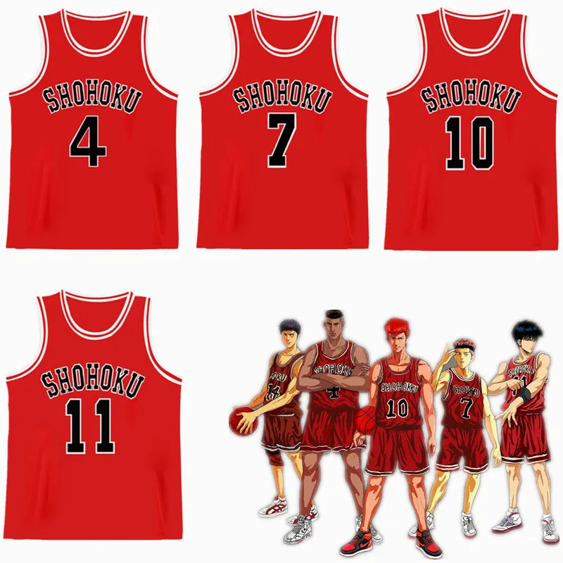 

Anime Slam Dunk Sakuragi Hanamichi Cosplay Costume Jersey Shohoku School Basketball Team Uniform Sportswear Kaede Rukawa