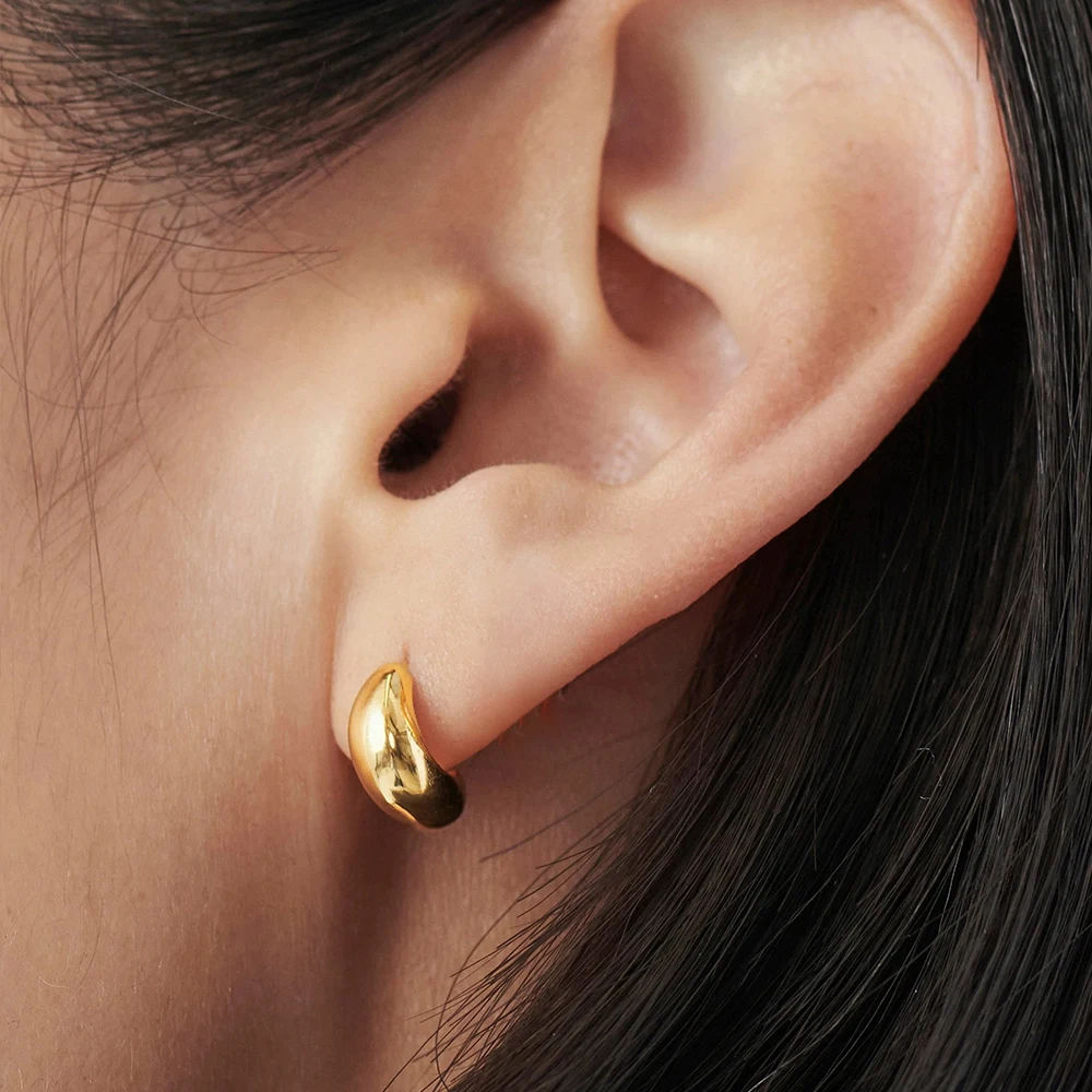 

Luxury Smooth Stud Earrings Gold Color Stainless Steel Earring for Women Fashion Jewelry Girlfriend Gift