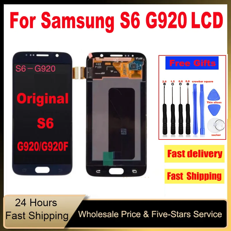 Оригинальный ЖК-дисплей 5,1 дюйма для SAMSUNG GALAXY S6 G920 SM-G920F G920F G920FD, запасные части для сенсорного ЖК-экрана, дигитайзер в сборе