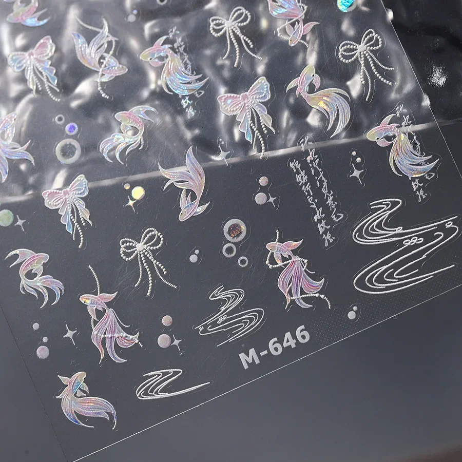 Китайские блестящие фиолетовые пузырьки воды кои бант галстук звезды клейкие