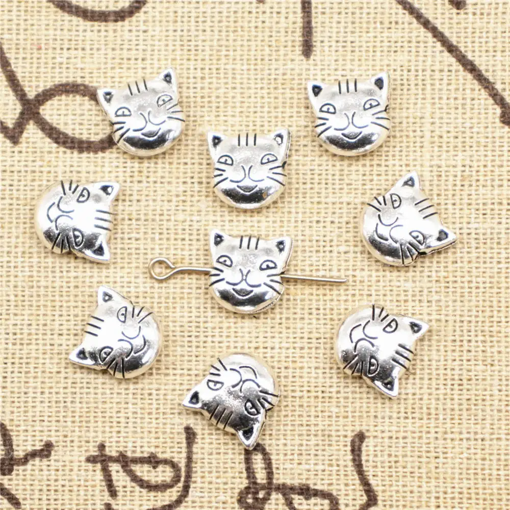 

20 шт., серебряные украшения в виде кошки