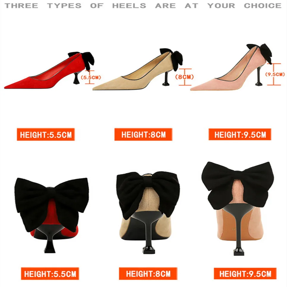 Обувь BIGTREE женские замшевые туфли-лодочки на каблуке с бантом новые весенние