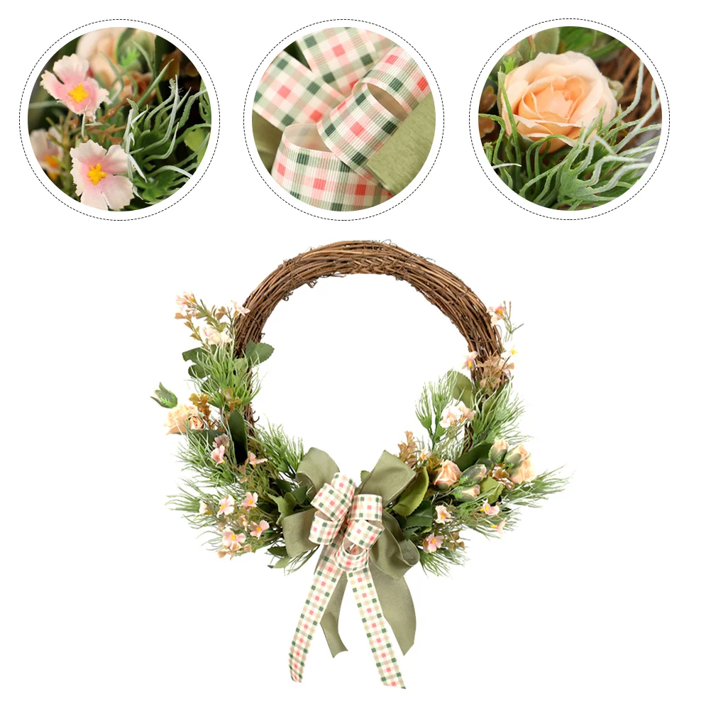 

1Pc Simulated Green Wreath Artificial Garland Pendant Party Wreath Decor