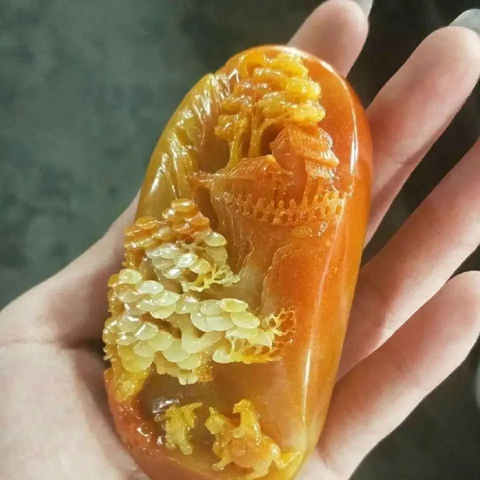 Натуральный камень Шушань грубый резьба пейзаж культурная игра ручной подарок