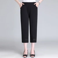 casual high waist cropped pants women 2022 summer korean fashion streetwear gray black straight pants ladies baggy trousers
