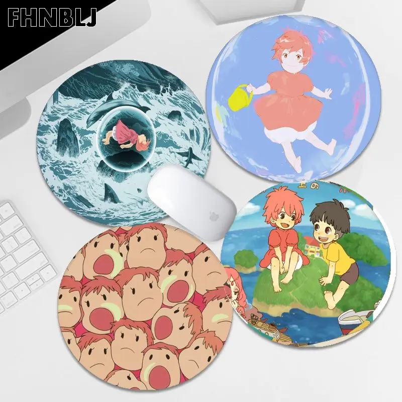 

FHNBLJ Hot Sales Anime Ponyo On The Cliff Gaming round Mouse Pad Computer Mats gaming Mousepad Rug For PC Laptop Notebook