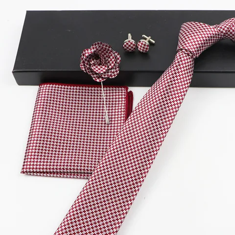 Мужской комплект из галстука, квадратного шарфа и нагрудной иглы, набор из четырех предметов