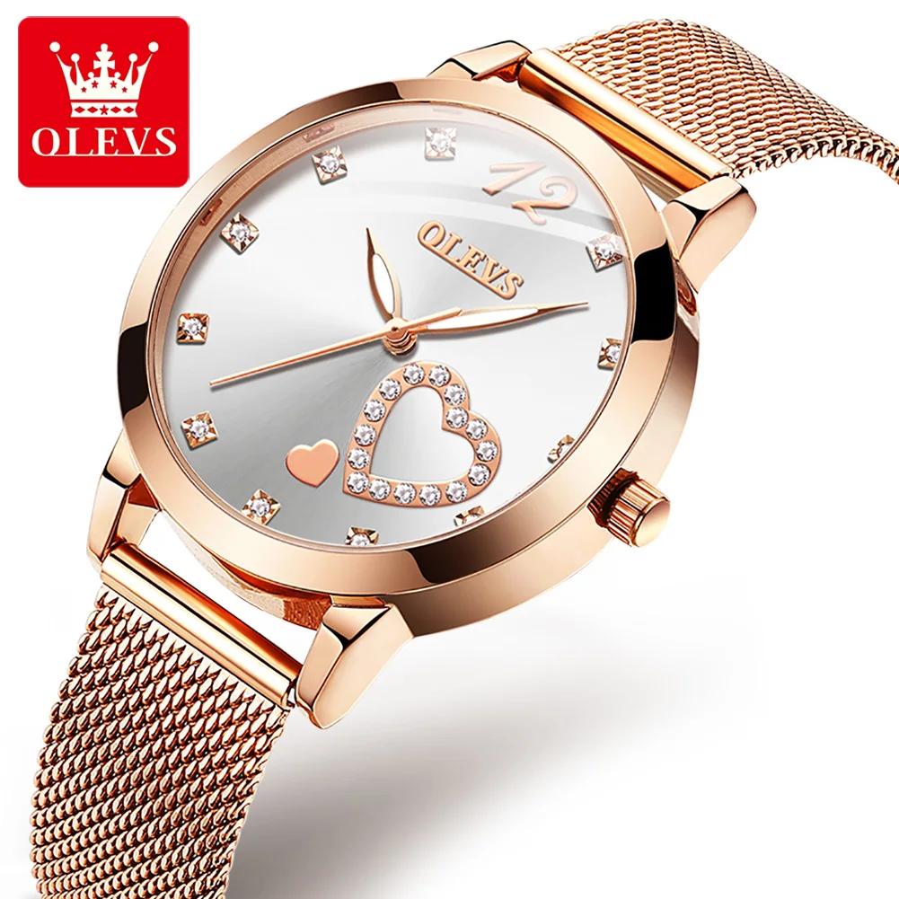 OLEVS Women Watch Fashion Love Rose Gold Watch Luxury Waterproof Business Wristwatch light cozy Appointment Women Watch Gift