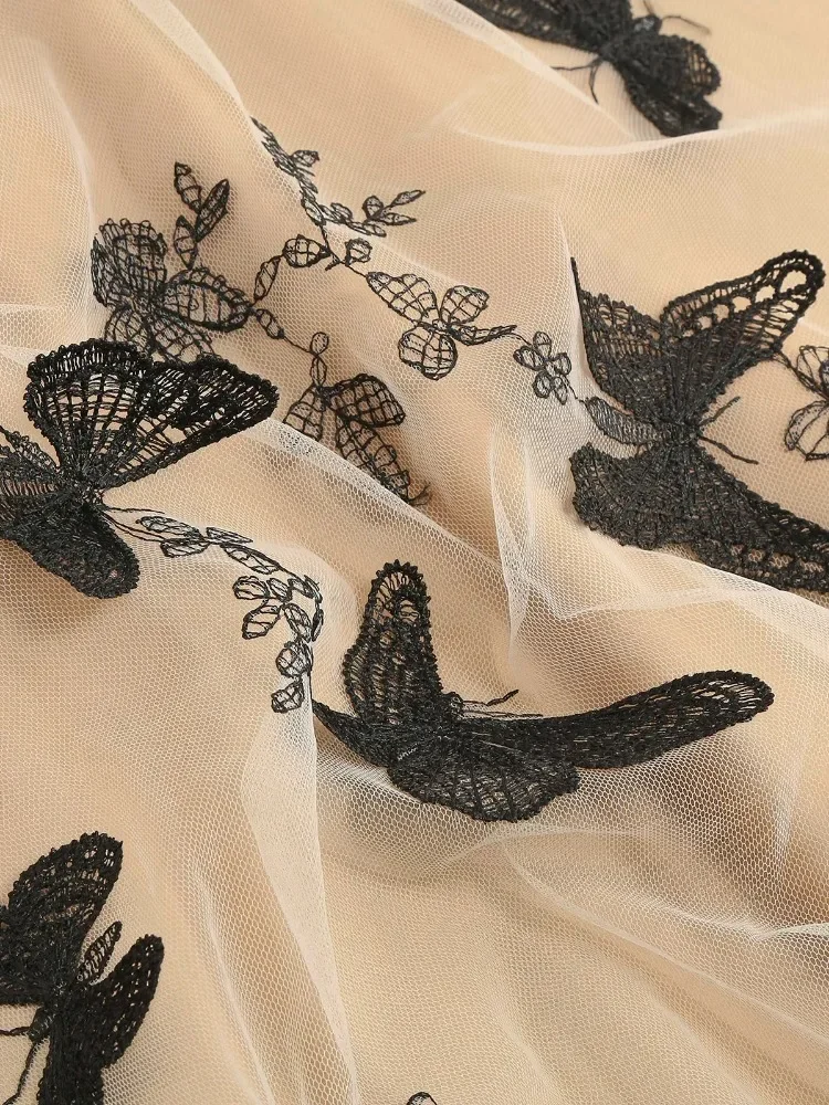 Новинка 202 Хепберн сетчатое винтажное платье миди с вышивкой бабочкой и