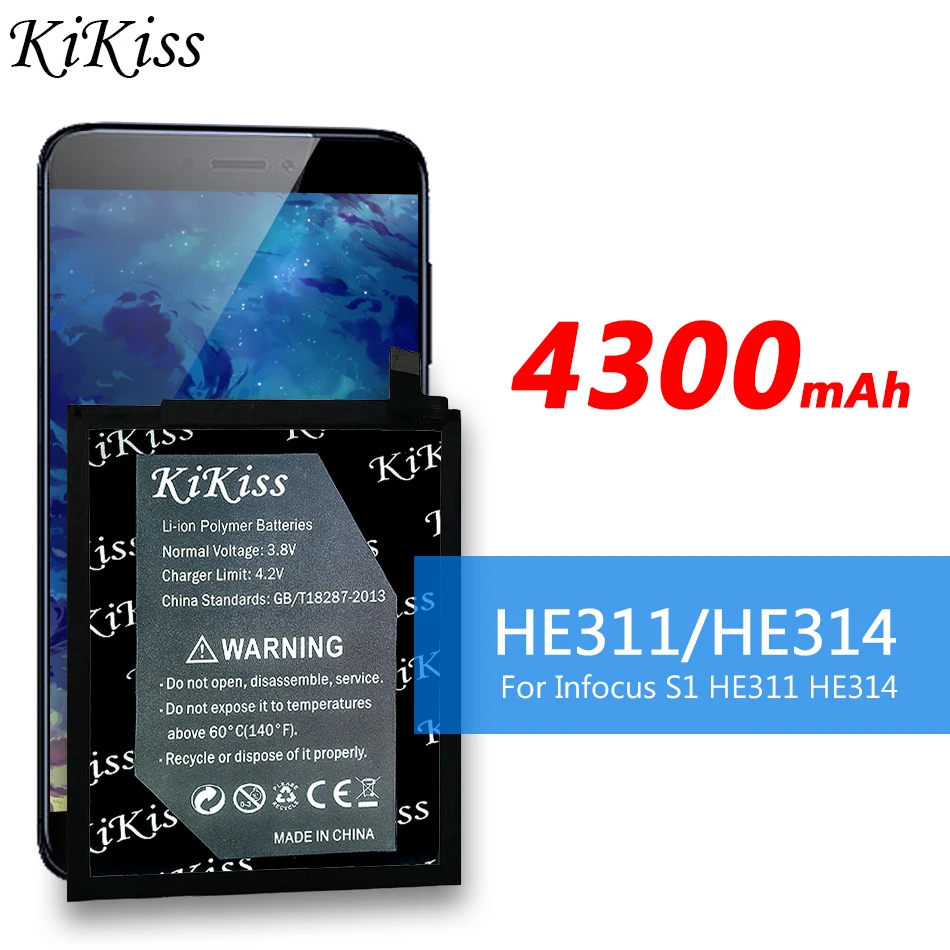 

KiKiss 4300mAh HE311 /HE314 Battery for Infocus S1 HE311 HE314 High Capacity Phone Batteries Batterie Bateria + Gift Tools